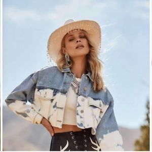 12th tribe Jean jacket cropped and distressed